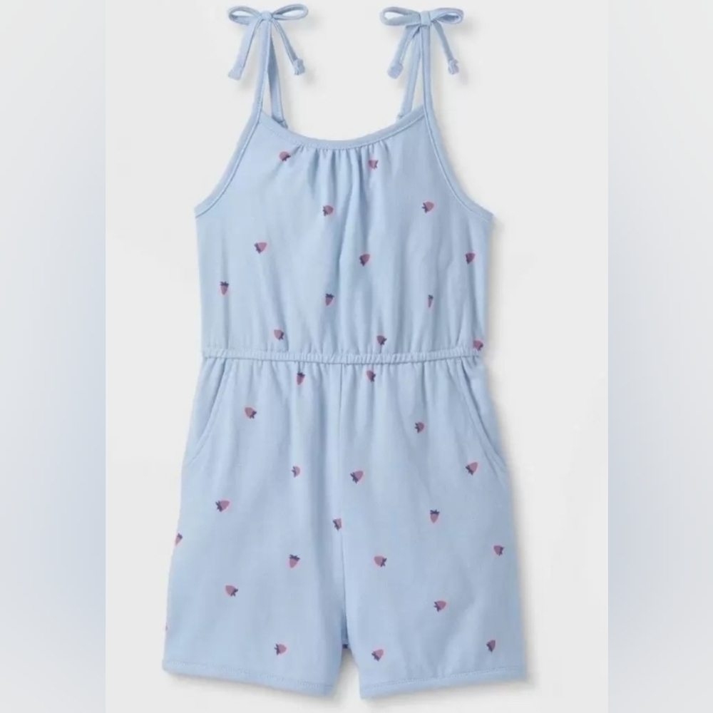 Cat & Jack Blue Strawberry Knit Romper 5T